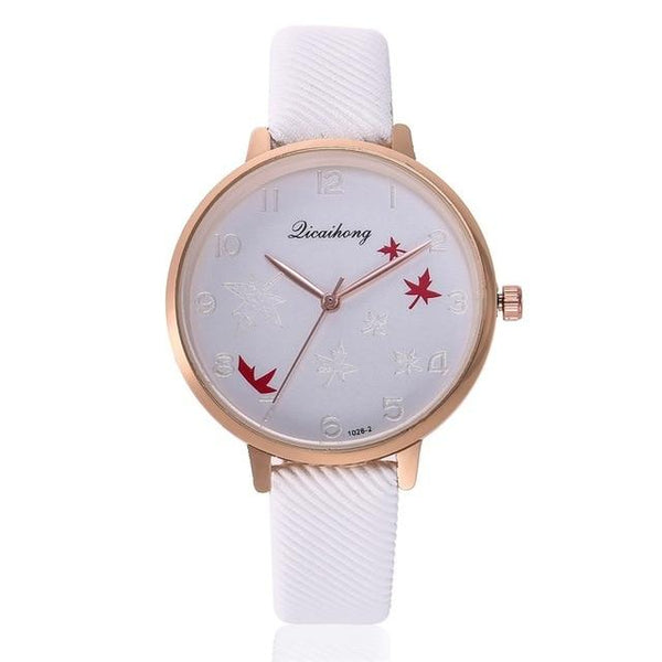 MINHIN Top Brand Luxury Watches Leather Watchband Maple Leaf Design Women's Watch Bracelet Smart Watches Gift