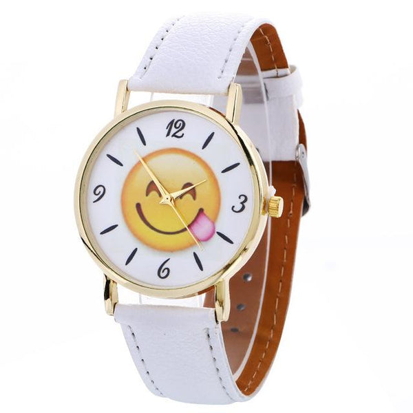 MINHIN Cute Smile Face Design Creative Watches Leather Strap Wholesale School Watches Fashion Smart Watches For Women