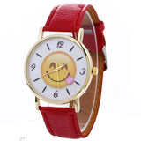 MINHIN Cute Smile Face Design Creative Watches Leather Strap Wholesale School Watches Fashion Smart Watches For Women