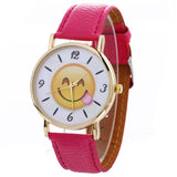 MINHIN Cute Smile Face Design Creative Watches Leather Strap Wholesale School Watches Fashion Smart Watches For Women