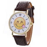 MINHIN Cute Smile Face Design Creative Watches Leather Strap Wholesale School Watches Fashion Smart Watches For Women