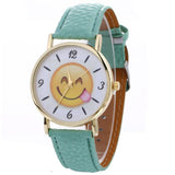 MINHIN Cute Smile Face Design Creative Watches Leather Strap Wholesale School Watches Fashion Smart Watches For Women